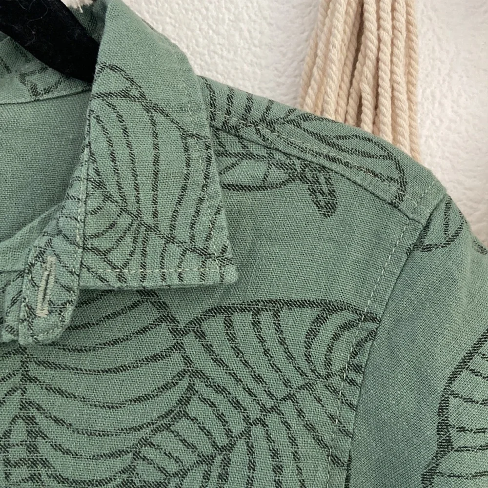 Old Navy boys green Hawaiian print linen shirt tropical luau summer xs 5